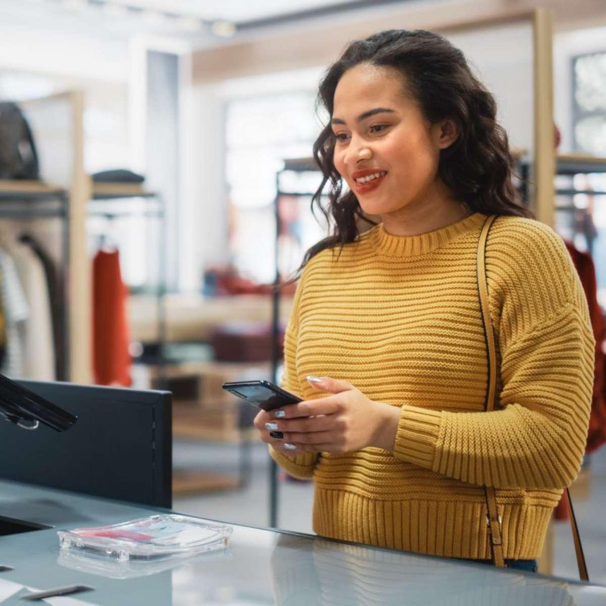 A woman on her phone.